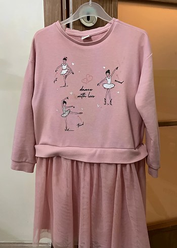 Pembe Kız Çocuk Uzun Kollu Fırfırlı Elbise