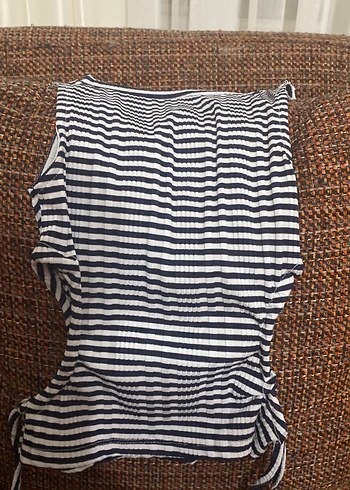 Çizgili Kolsuz Crop - Görsel 4