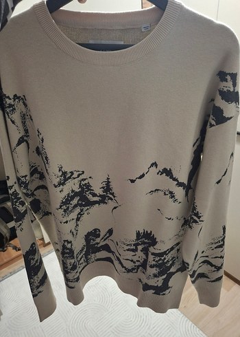 jack jones Erkek Gri Baskılı Yuvarlak Yaka Triko Kazak
