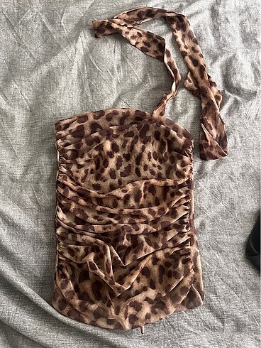 Zara zara crop top leoparlı