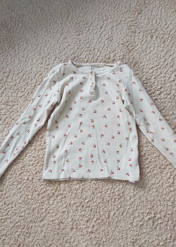 9 Yaş Beden beyaz Renk Beyaz Çiçek Desenli Pijama Takımı