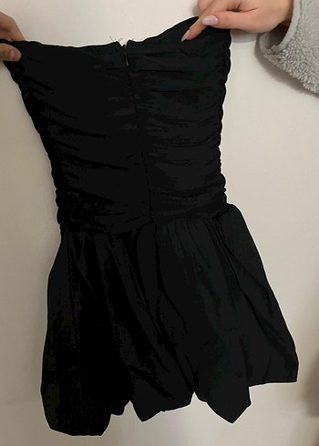 siyah balon etek elbise - Görsel 2