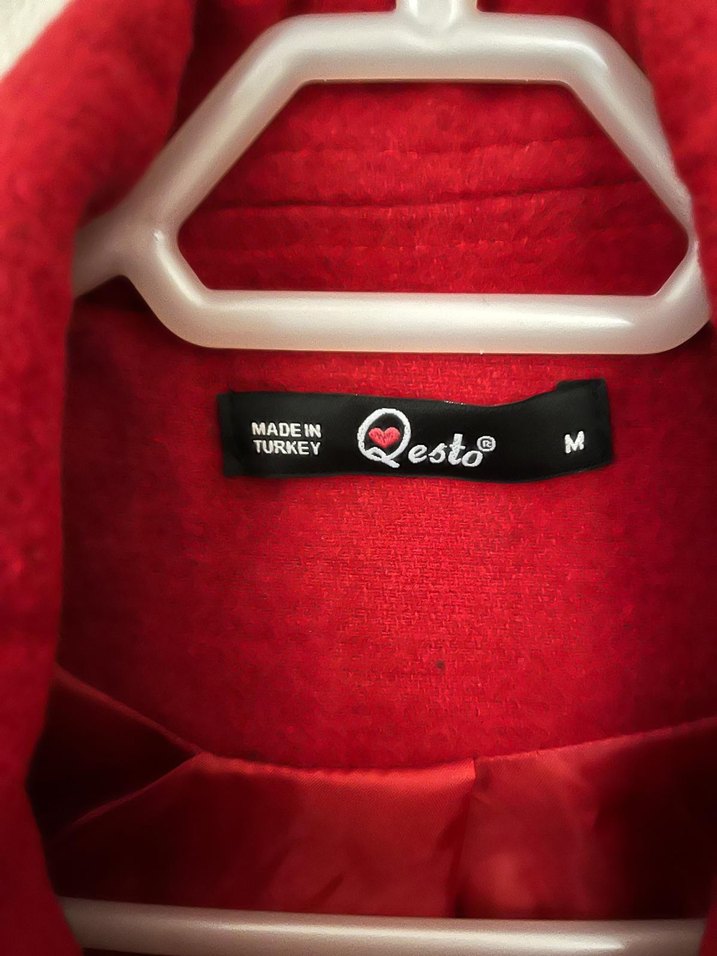 Kırmızı Kadın Midi Kaban, Düğmeli, Regular Fit - Görsel 3