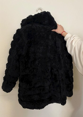 Siyah Kadın Suni Kürk Midi Kaban - Görsel 2