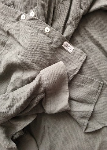 Düğmeli Loose Fit Keten erkek Gömlek - Görsel 3