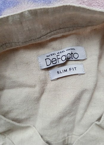 Bej Keten Kadın Gömlek Düğmeli Kısa Kollu - Görsel 2