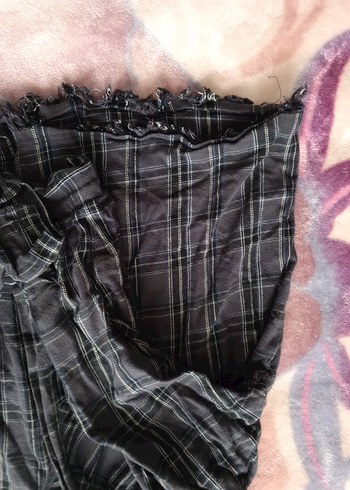 Düğmeli Gri Midi Kadın Kumaş Pantolon - Görsel 2