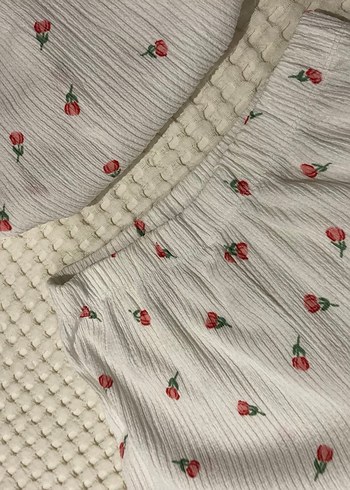 m Beden Beyaz Kısa Kollu desenli Vintage Pijama