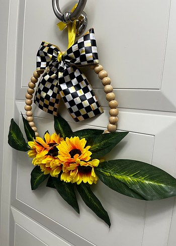 Ahşap Boncuklu Ayçiçeği Kapı Süsü - Görsel 2