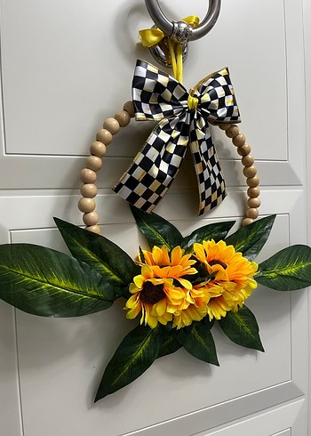 Ahşap Boncuklu Ayçiçeği Kapı Süsü - Görsel 3