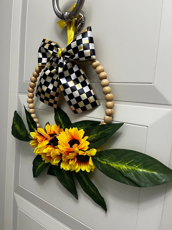 Ahşap Boncuklu Ayçiçeği Kapı Süsü - Görsel 2