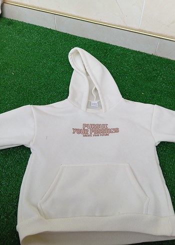 Beyaz Kapüşonlu çocuk Sweatshirt