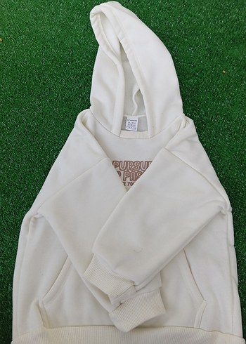 24-36 Ay Beden Beyaz Kapüşonlu çocuk Sweatshirt