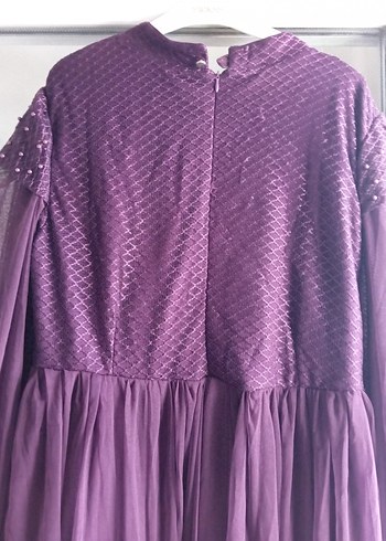 Mor Bohem Uzun Kollu Uzun Elbise - Görsel 5