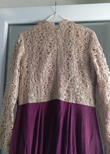 Abiye Bordo Uzun Kollu Vintage Kadın Abiye Elbise