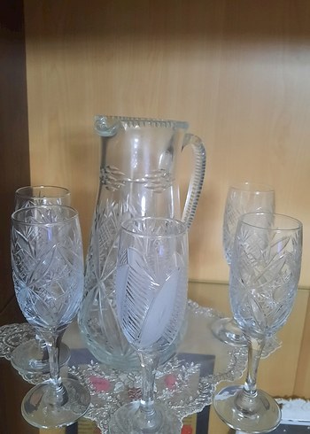 Paşabahçe Kristal Desenli Sürahi ve 6 Kadeh
