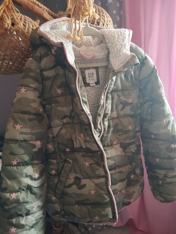 Kız Çocuk Kamuflaj Desenli Sıcak Mont - Görsel 2