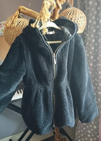 Kız Çocuk apüşonlu Peluş Ceket - Görsel 2