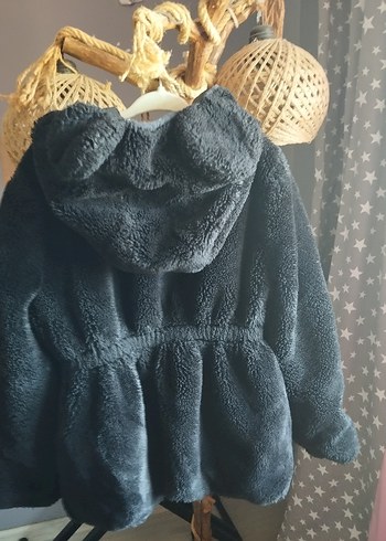 Kız Çocuk apüşonlu Peluş Ceket - Görsel 3