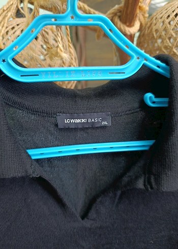 Siyah Kadın Uzun Kollu Polo Yaka Kazak - Görsel 4