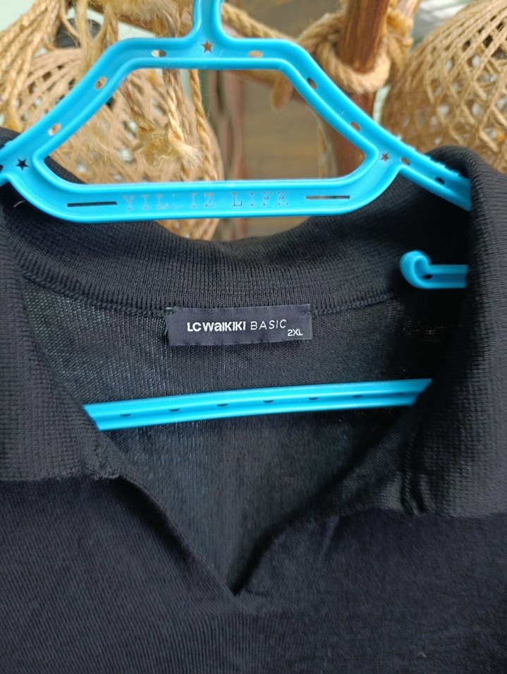 Siyah Kadın Uzun Kollu Polo Yaka Kazak - Görsel 4