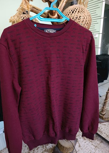 Bordo Erkek Triko Bisiklet Yaka Kazak - Görsel 2