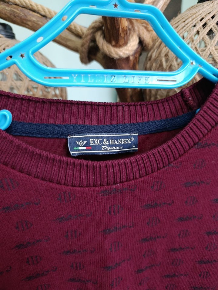 Bordo Erkek Triko Bisiklet Yaka Kazak - Görsel 3