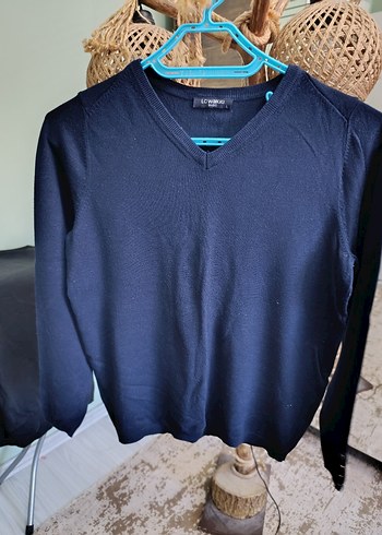 Kadın Lacivert V Yaka Pamuklu Kazak - Görsel 3