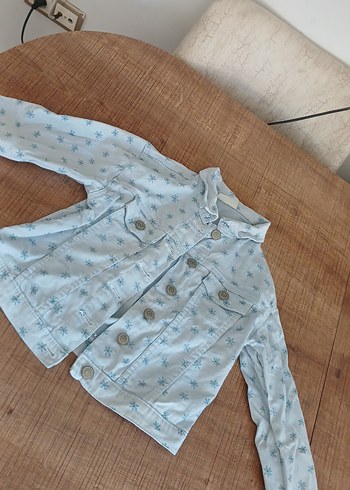 Mavi Baskılı Kız Denim Ceket