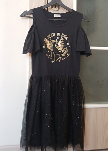 Kız Çocuk Siyah Glitterlı Goth Elbise