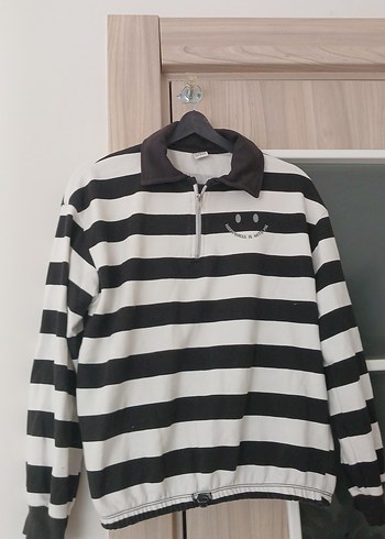 Uzun Kollu, Fermuarlı, Çizgili cocuk Sweatshirt