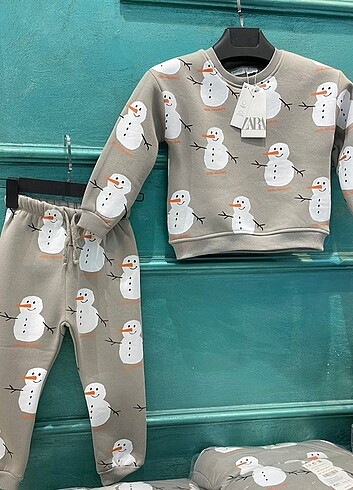 ???? Zara Snowmen unisex çocuk takım ????