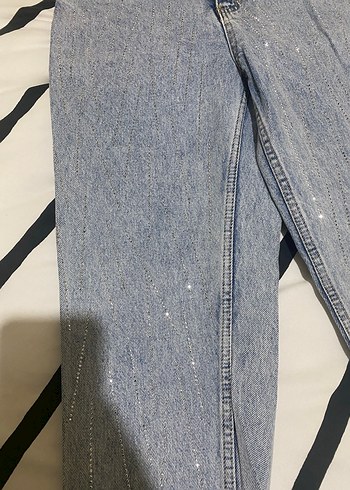 38 Beden mavi Renk Mavi Tie-Dye Midi Denim Kadın Kot Pantolon