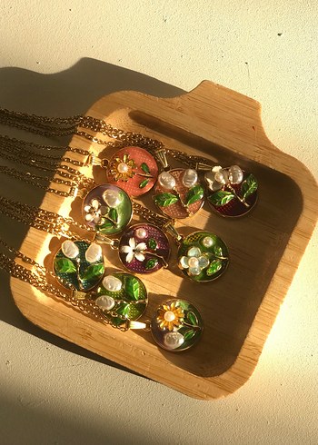 Diğer Uzun Renkli Çiçekli Bohem Kolye (Pinterest Sanat Kolye)