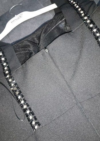 Siyah kalın askılı Midi Mezuniyet Elbisesi - Görsel 7