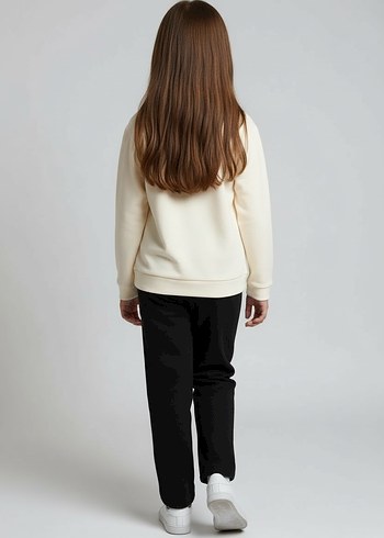 Beyaz Baskılı Kız Sweatshirt - Görsel 3