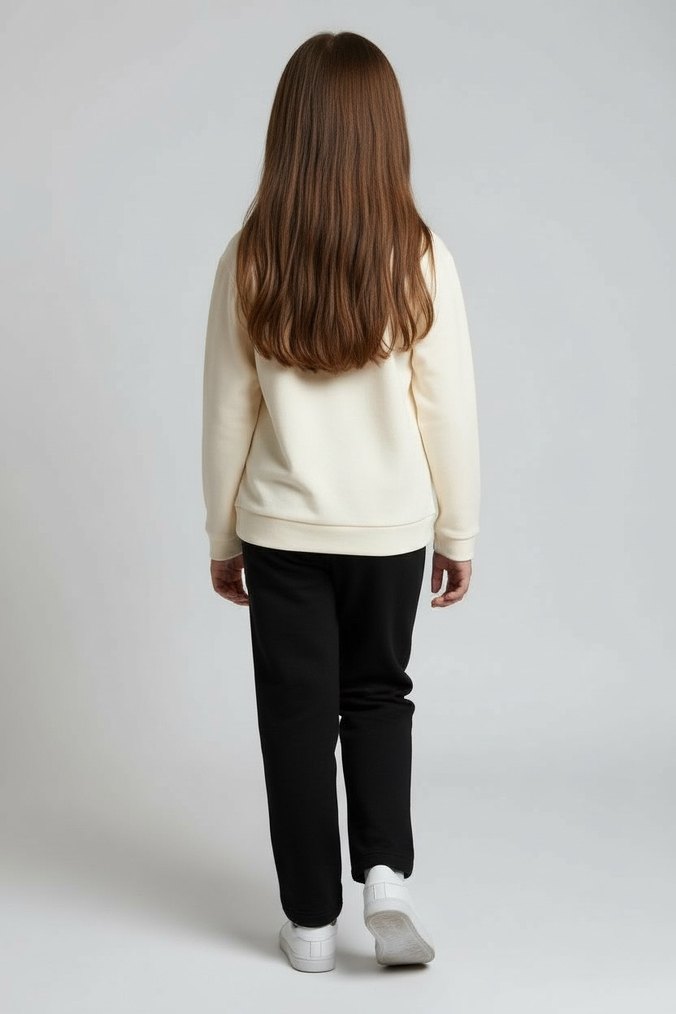 Beyaz Baskılı Kız Sweatshirt - Görsel 3