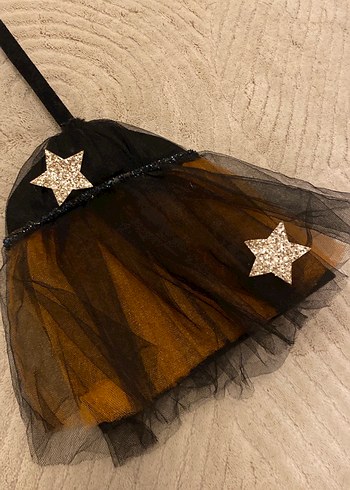 Kahverengi Tül Detaylı Cadı Süpürgesi - Görsel 2