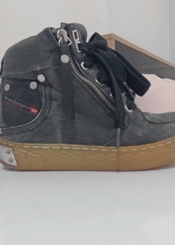 Diesel Diesel Gri Denim Kadın Gizli Topuklu Spor Ayakkabı