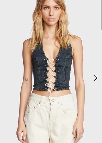 Bdg Denim Bağcıklı Büstiyer