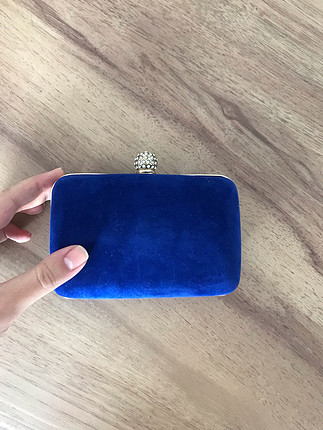 saks mavisi lacivert süet clutch gece çantası el çantası mini za