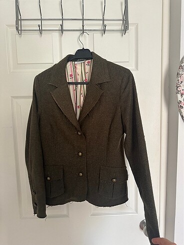 Haki yün blazer ceket vintage mango zara bershka pull and bear s