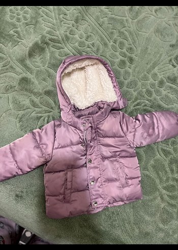 Gri Bebek Kapüşonlu Kışlık Mont - Görsel 2