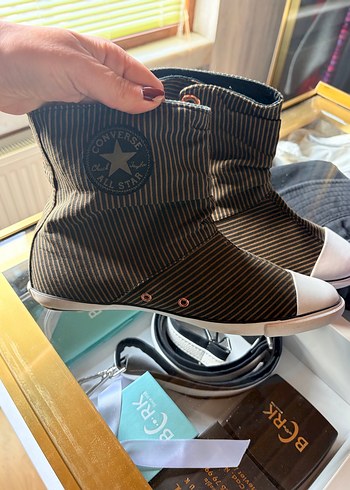 Converse Kadin Kahverengi Cizgili Wedge Spor Ayakkabi