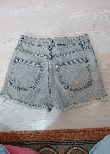 s Beden gri Renk Gri Kadın Yırtık Mini Denim Şort