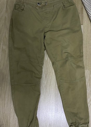 34 Beden Erkek Keten Loose Fit Khaki Pantolon