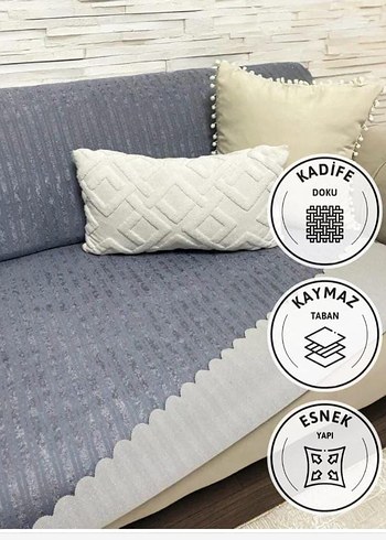 Bej Modern Kanepe Örtüsü Akarlı - Görsel 7