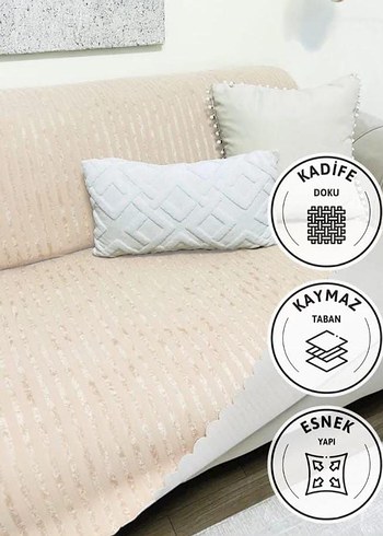 Bej Modern Kanepe Örtüsü Akarlı - Görsel 8