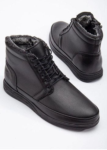 Siyah Deri Tokalı Biker Erkek Bot - Görsel 7