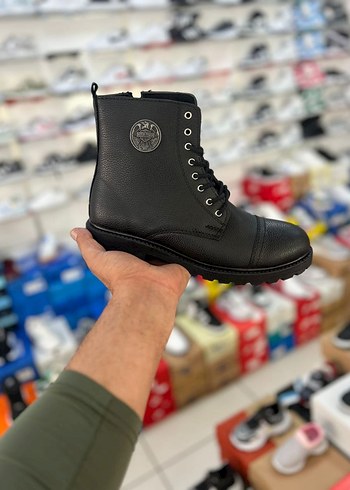 Siyah Deri Tokalı Biker Erkek Bot - Görsel 6